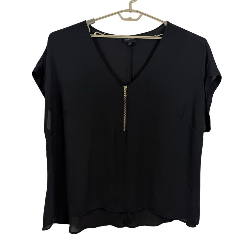 Lane Bryant Women Sheer Black Tunic Top Size 26/28 Flowy Layering Minimalist